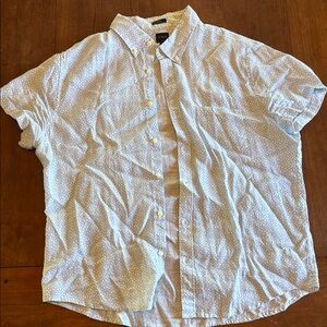 J. Crew White Linen Blend Casual Button Down Shirt